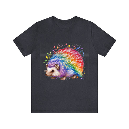 Rainbow Hedgehog - Short Sleeve Tee Heather Navy